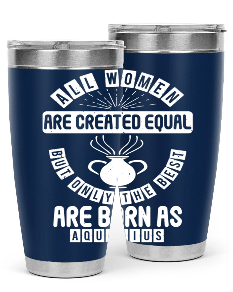 Aquarius 65# Zodiac Tumbler in stainless steel with a sleek design, perfect for hot and cold beverages.