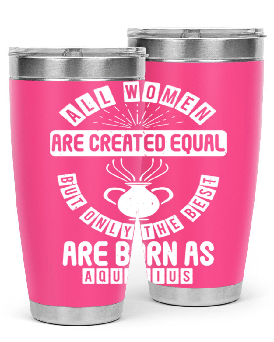 Aquarius 65# Zodiac Tumbler in stainless steel with a sleek design, perfect for hot and cold beverages.