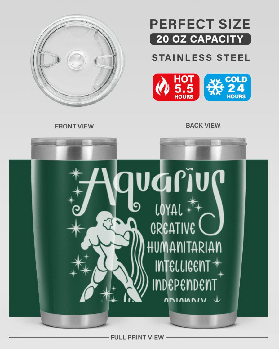 Aquarius 68# 20oz Tumbler in stainless steel with a drink-thru lid, showcasing its sleek design and double wall insulation.