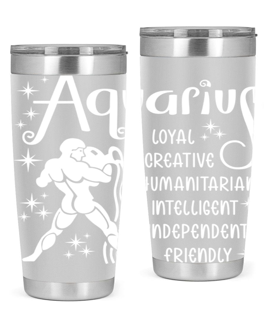 Aquarius 68# 20oz Tumbler in stainless steel with a drink-thru lid, showcasing its sleek design and double wall insulation.