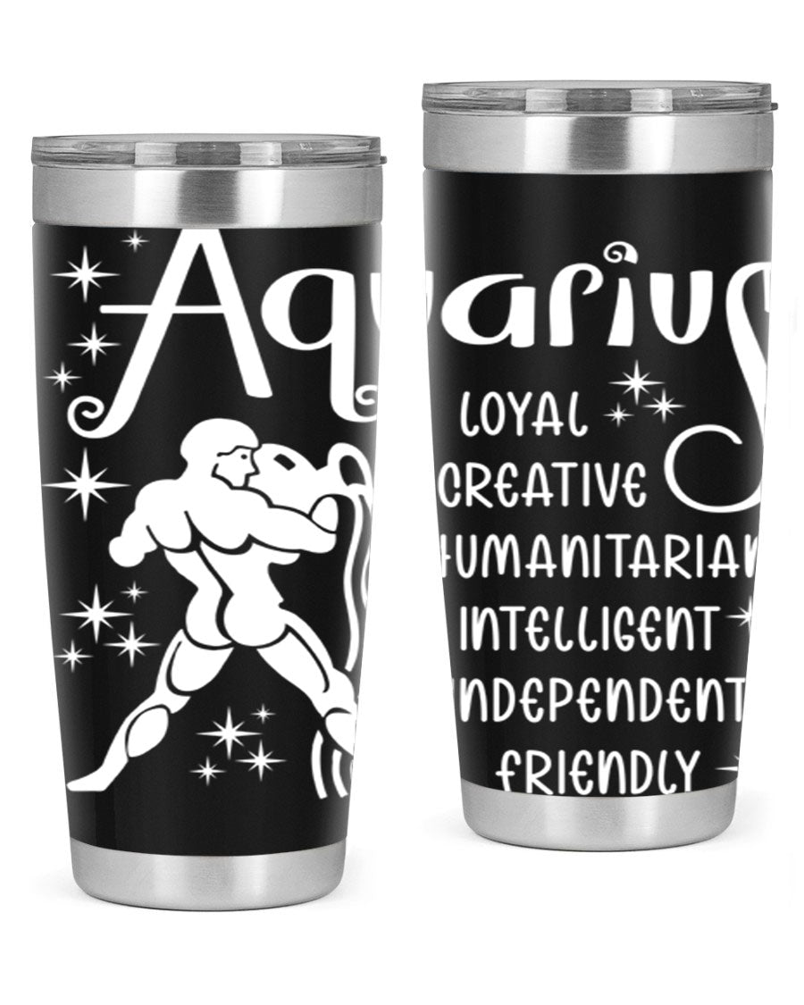 Aquarius 68# 20oz Tumbler in stainless steel with a drink-thru lid, showcasing its sleek design and double wall insulation.