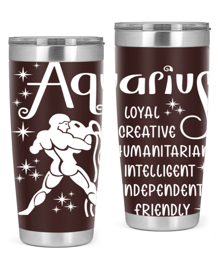 Aquarius 68# 20oz Tumbler in stainless steel with a drink-thru lid, showcasing its sleek design and double wall insulation.