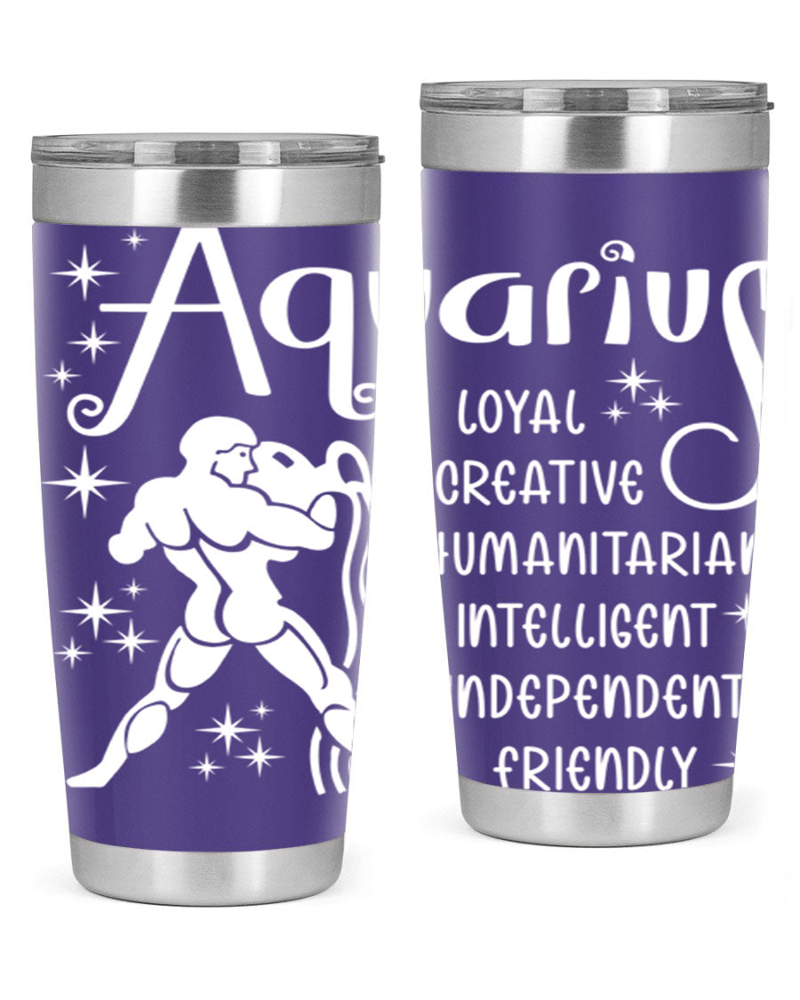 Aquarius 68# 20oz Tumbler in stainless steel with a drink-thru lid, showcasing its sleek design and double wall insulation.