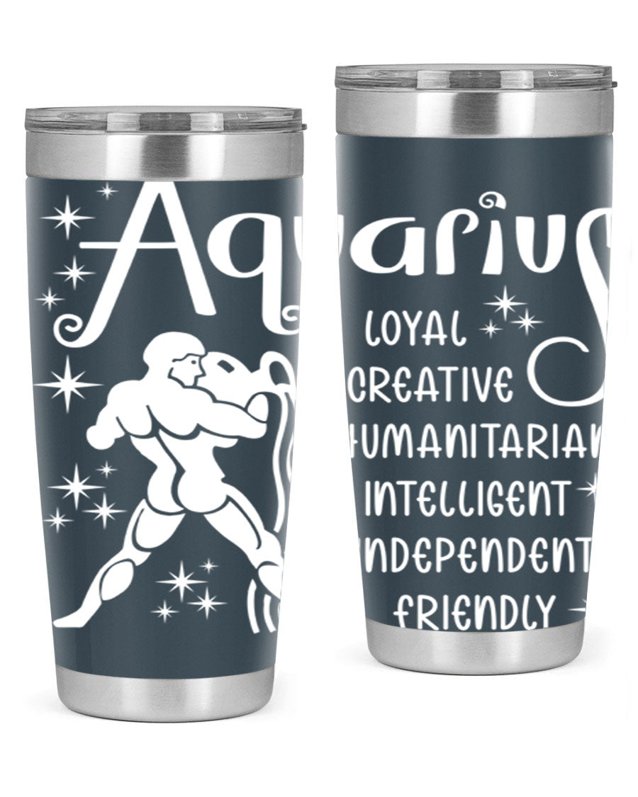 Aquarius 68# 20oz Tumbler in stainless steel with a drink-thru lid, showcasing its sleek design and double wall insulation.