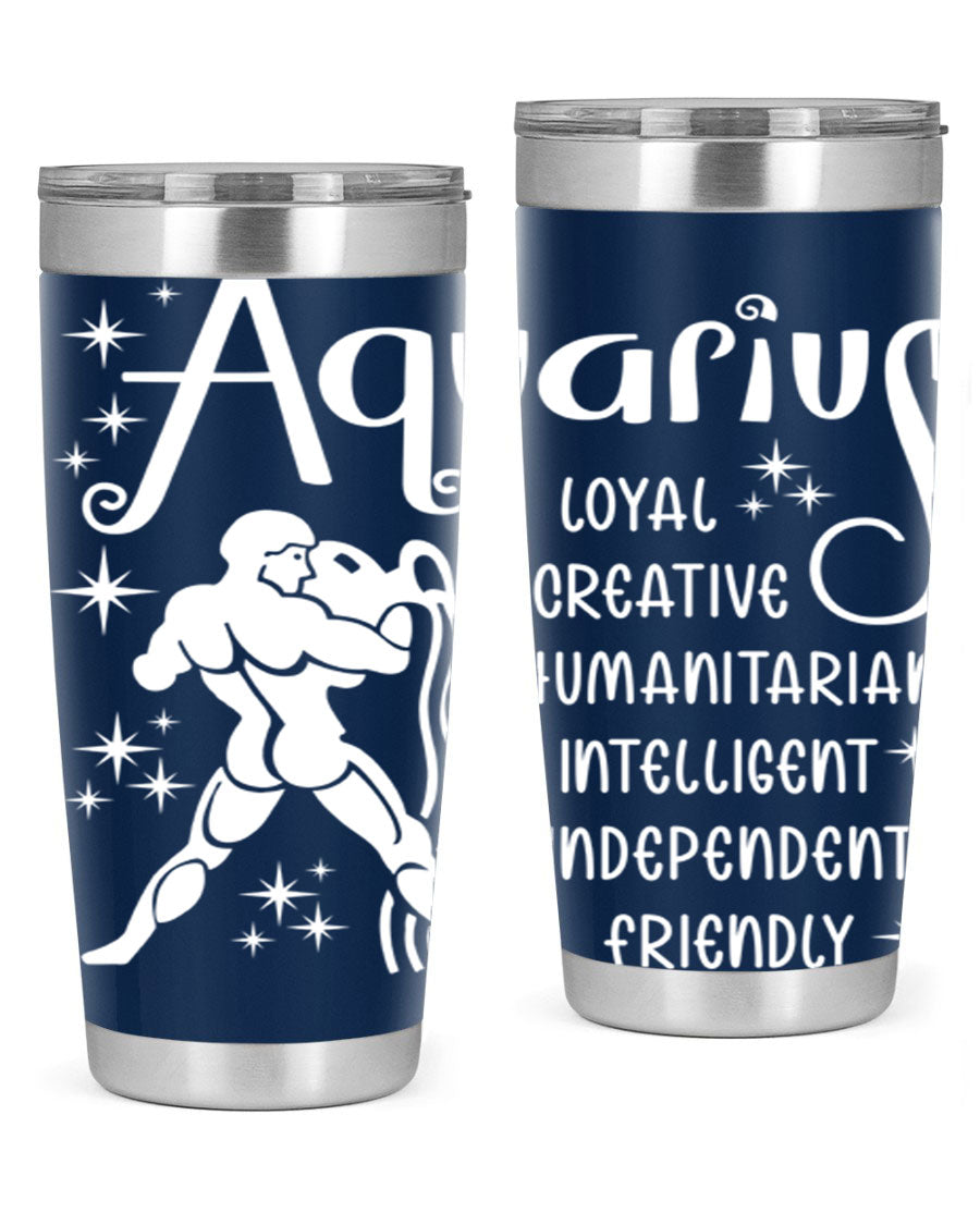 Aquarius 68# 20oz Tumbler in stainless steel with a drink-thru lid, showcasing its sleek design and double wall insulation.