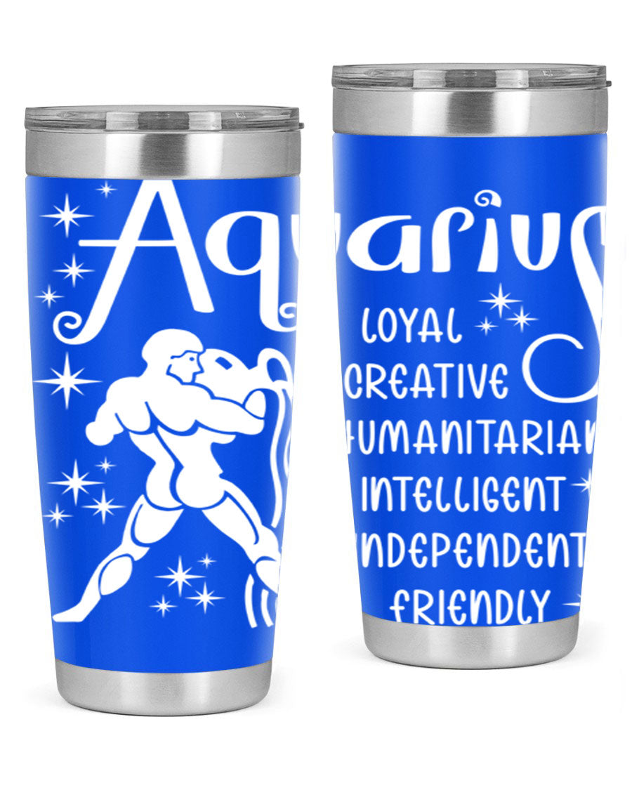 Aquarius 68# 20oz Tumbler in stainless steel with a drink-thru lid, showcasing its sleek design and double wall insulation.