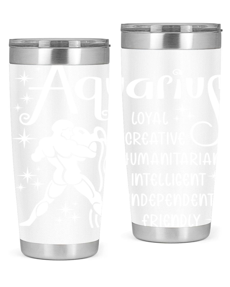 Aquarius 68# 20oz Tumbler in stainless steel with a drink-thru lid, showcasing its sleek design and double wall insulation.