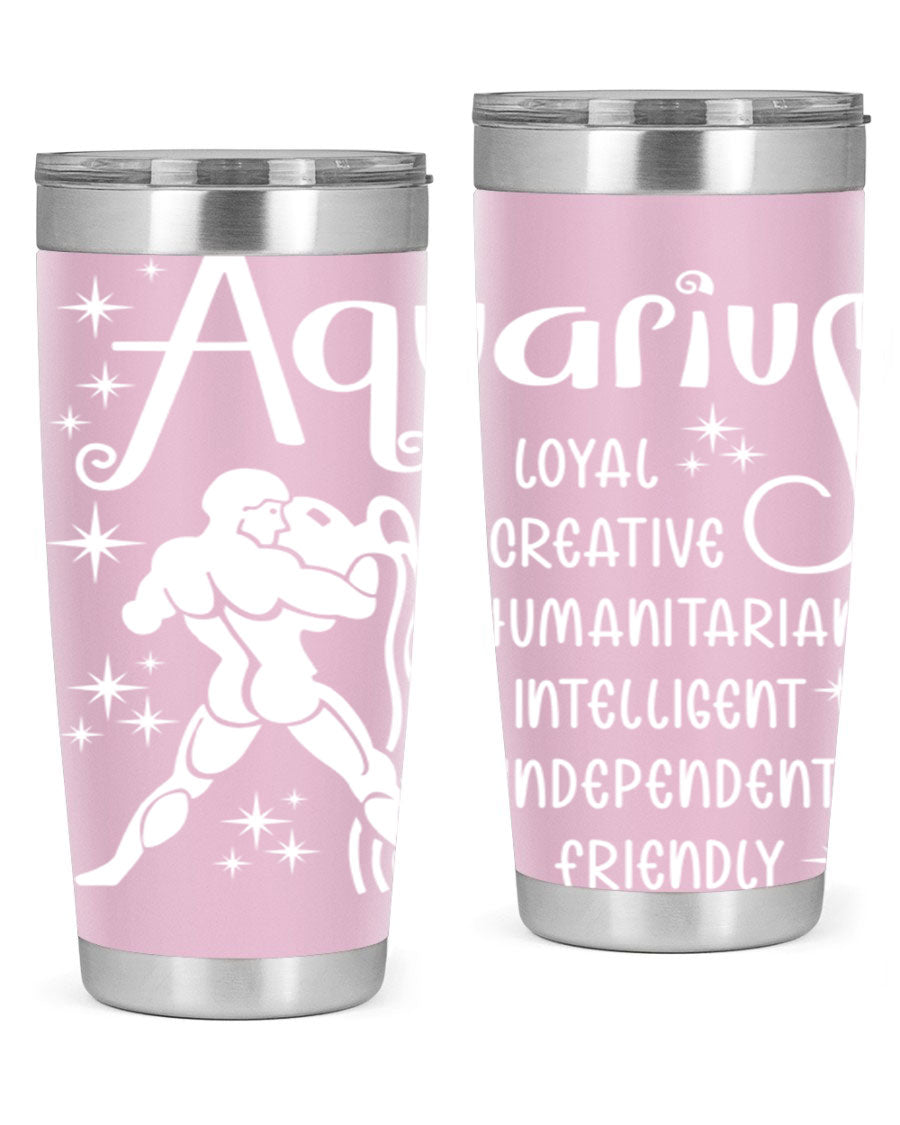 Aquarius 68# 20oz Tumbler in stainless steel with a drink-thru lid, showcasing its sleek design and double wall insulation.