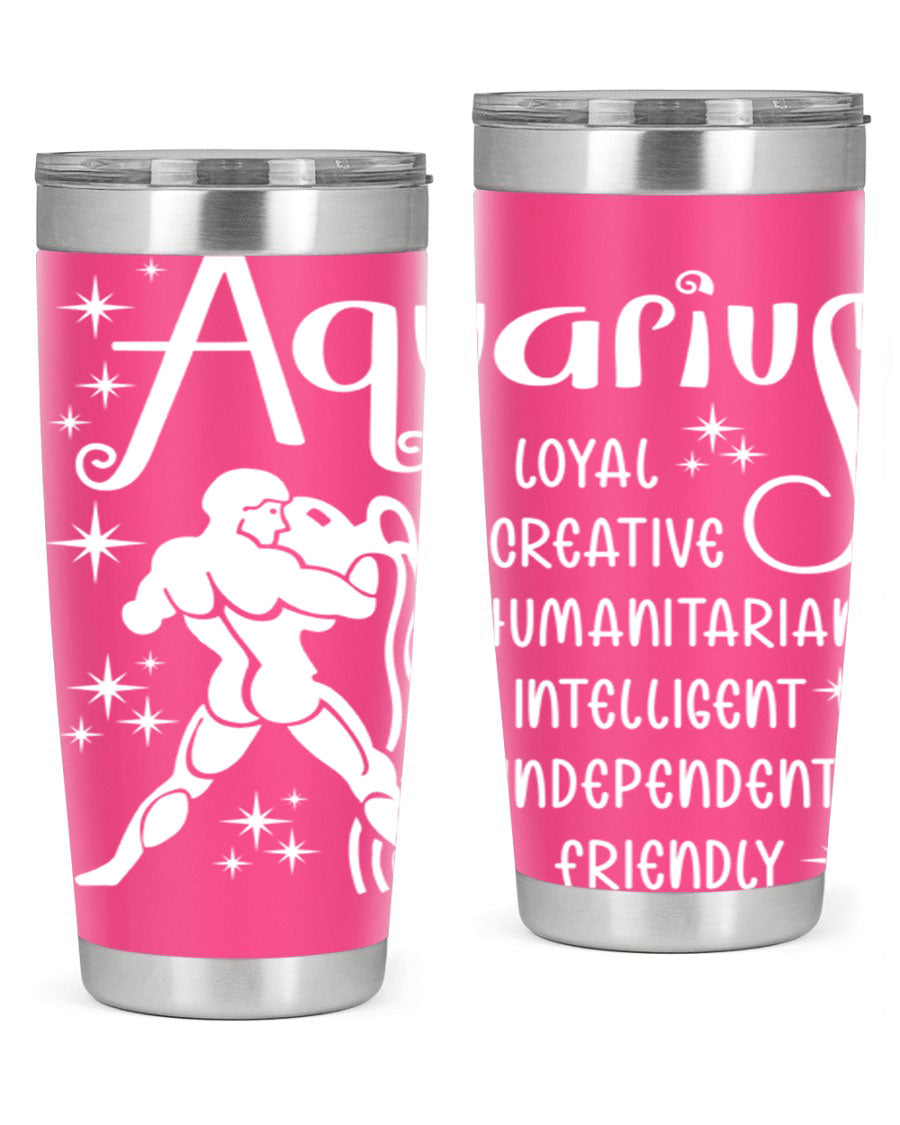 Aquarius 68# 20oz Tumbler in stainless steel with a drink-thru lid, showcasing its sleek design and double wall insulation.