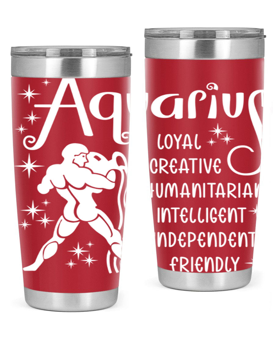 Aquarius 68# 20oz Tumbler in stainless steel with a drink-thru lid, showcasing its sleek design and double wall insulation.