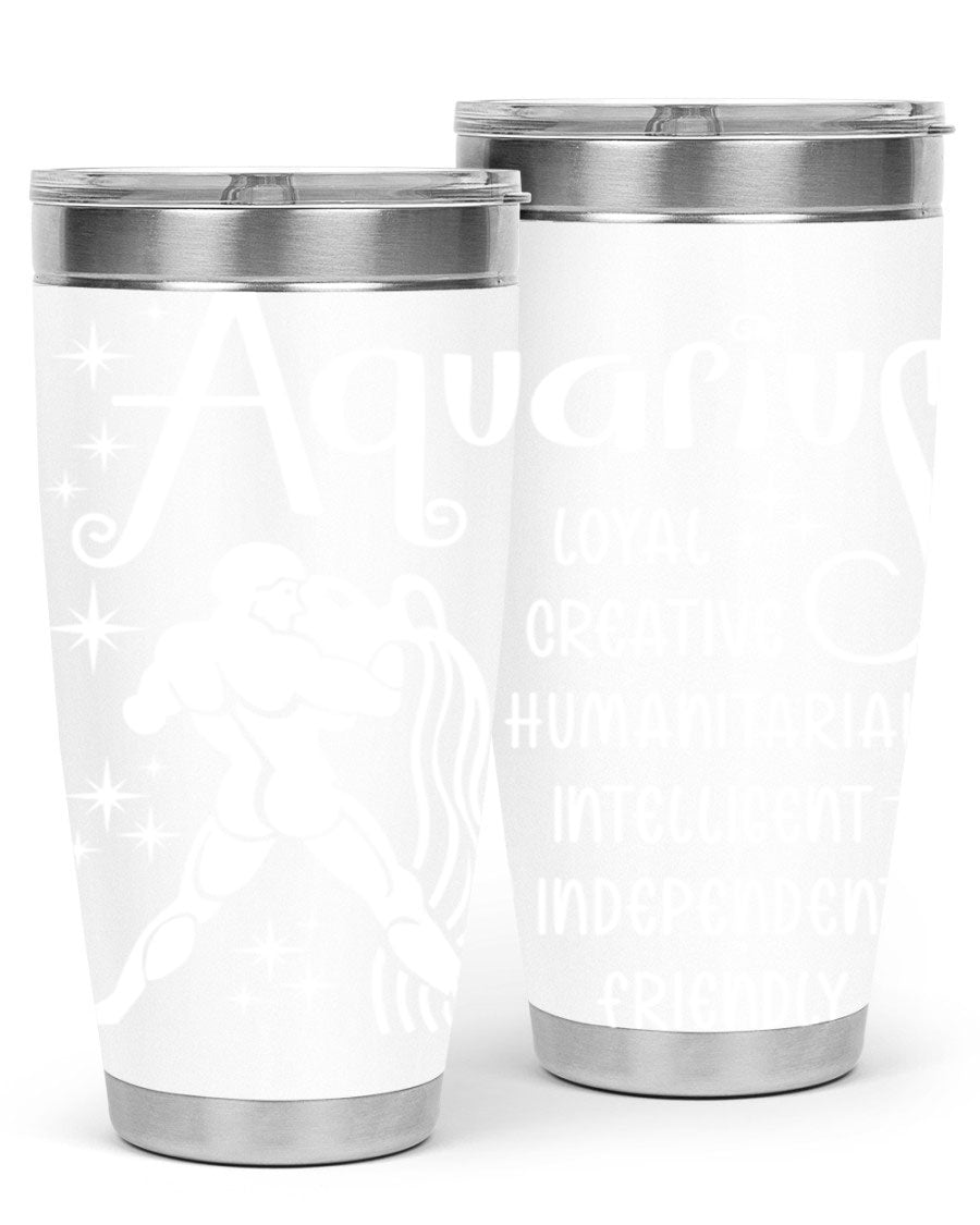 Aquarius 68# 20oz Tumbler in stainless steel with a drink-thru lid, showcasing its sleek design and double wall insulation.
