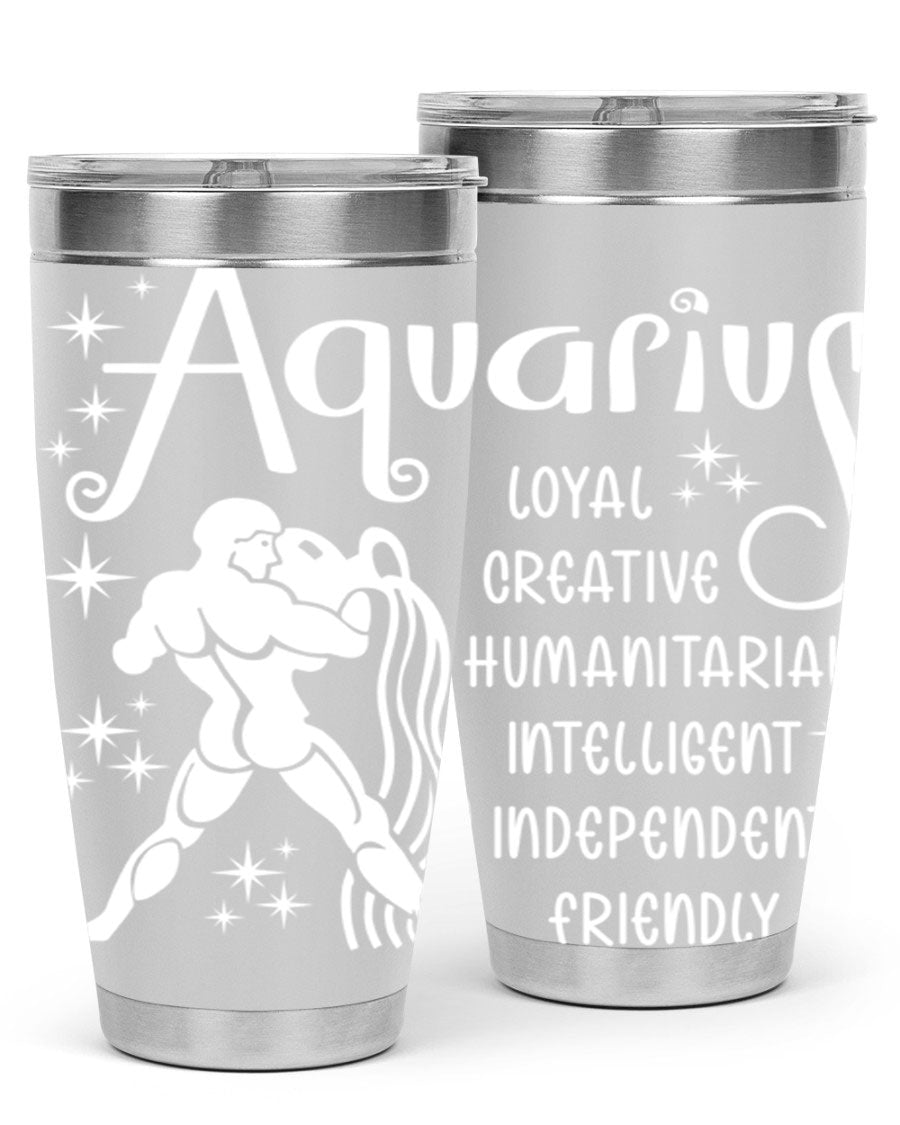 Aquarius 68# 20oz Tumbler in stainless steel with a drink-thru lid, showcasing its sleek design and double wall insulation.