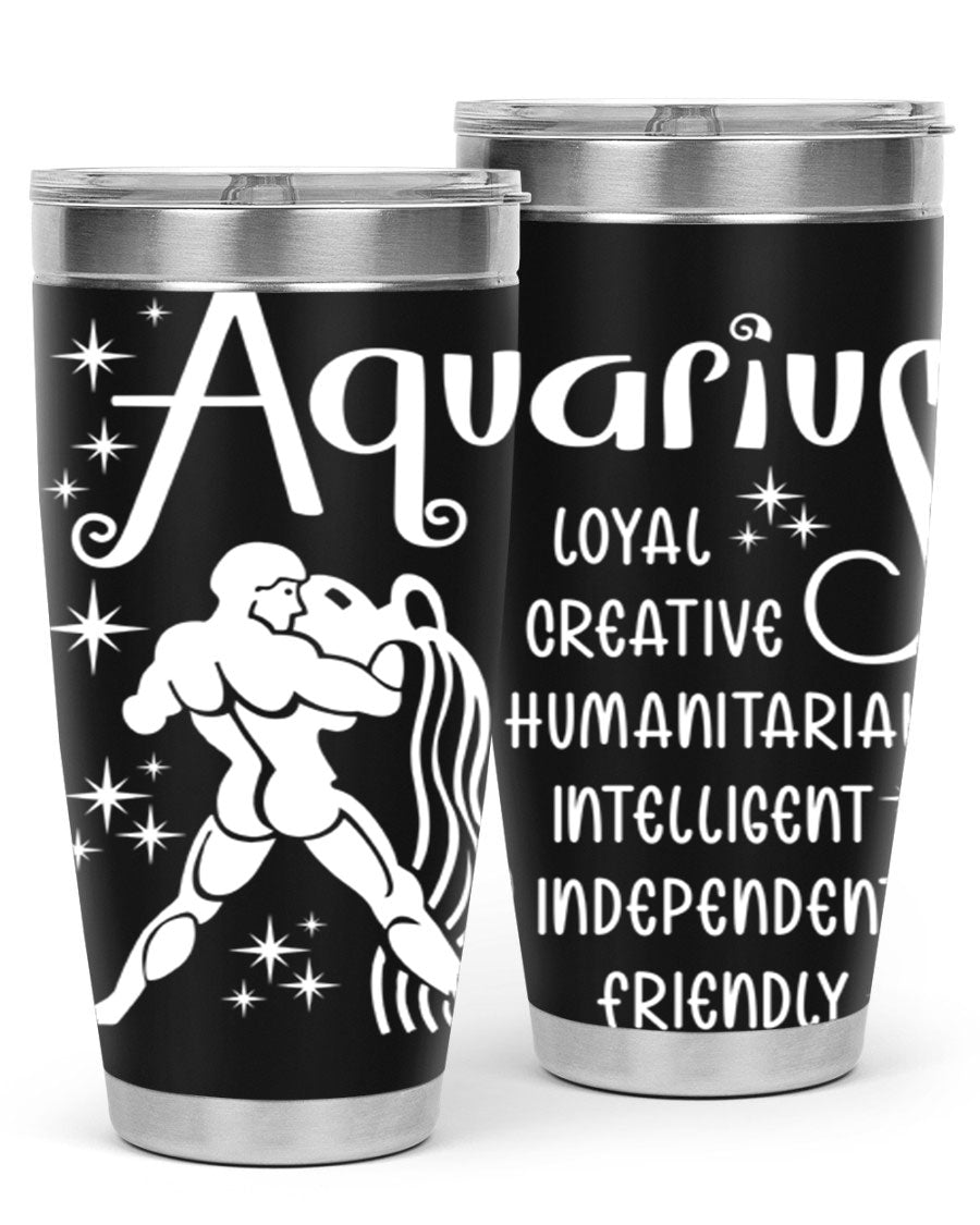 Aquarius 68# 20oz Tumbler in stainless steel with a drink-thru lid, showcasing its sleek design and double wall insulation.