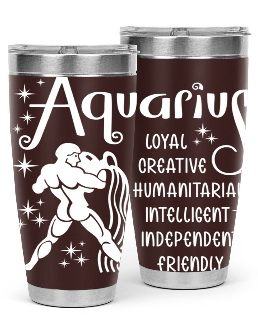 Aquarius 68# 20oz Tumbler in stainless steel with a drink-thru lid, showcasing its sleek design and double wall insulation.