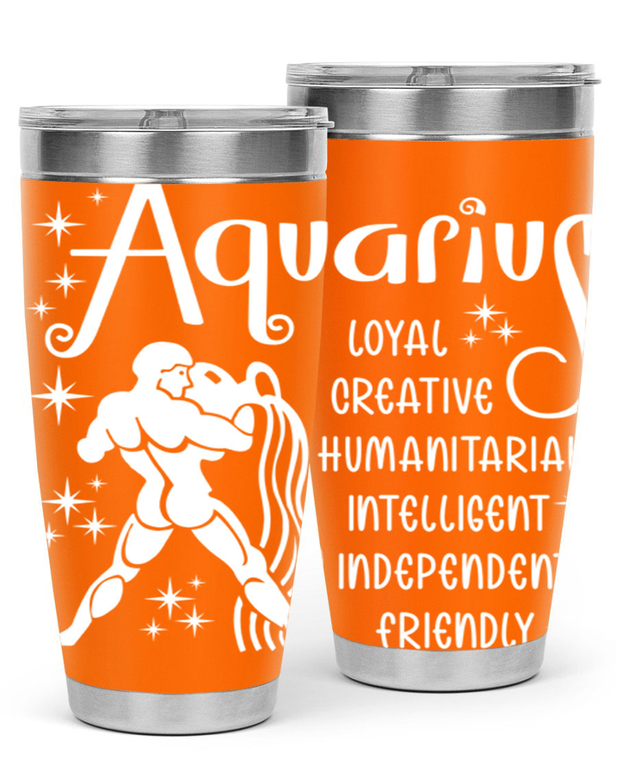 Aquarius 68# 20oz Tumbler in stainless steel with a drink-thru lid, showcasing its sleek design and double wall insulation.