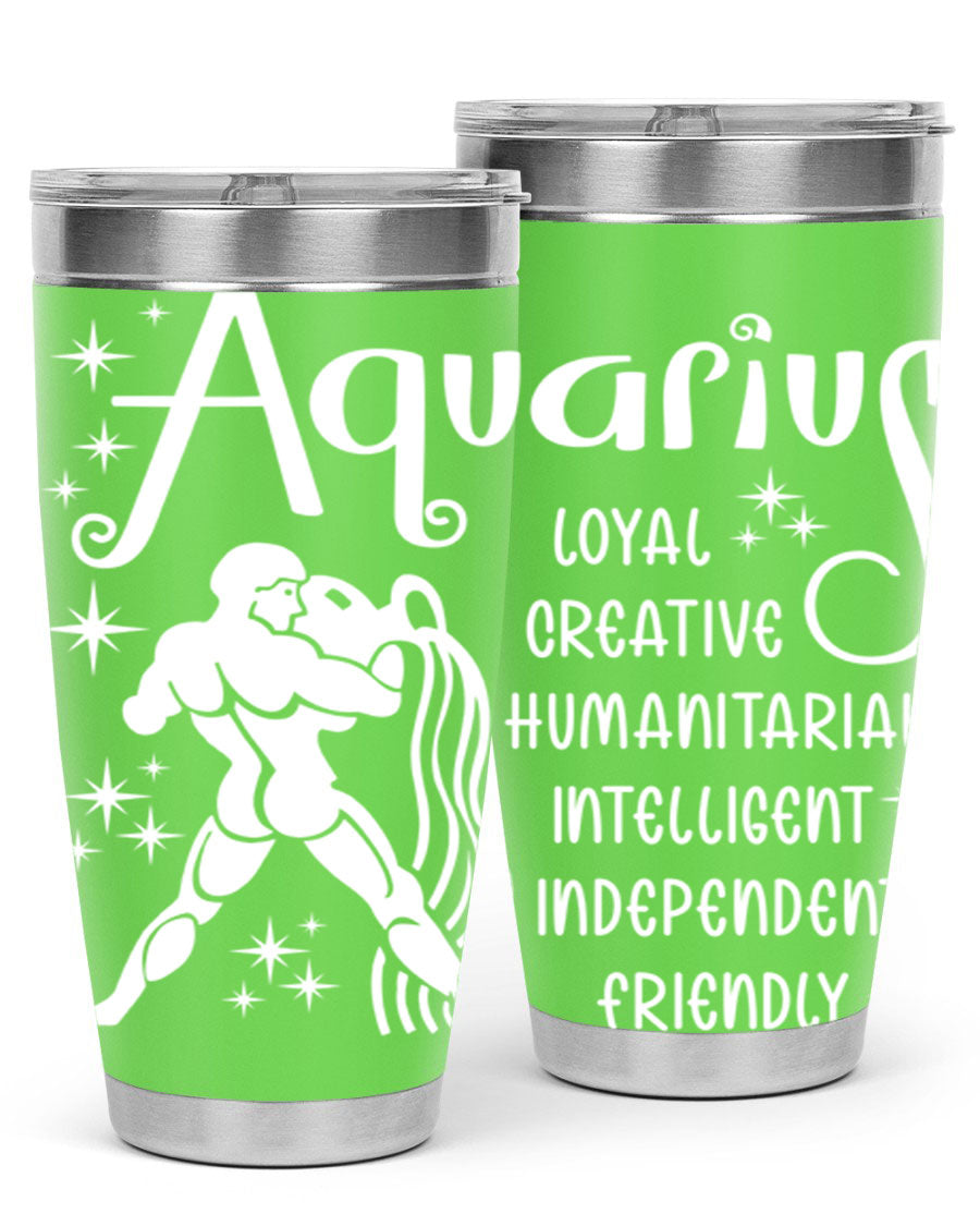 Aquarius 68# 20oz Tumbler in stainless steel with a drink-thru lid, showcasing its sleek design and double wall insulation.