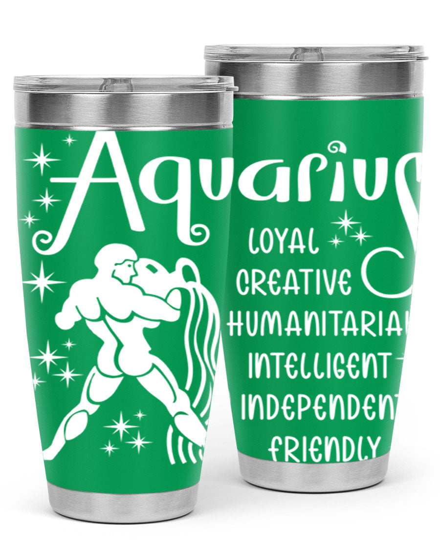 Aquarius 68# 20oz Tumbler in stainless steel with a drink-thru lid, showcasing its sleek design and double wall insulation.