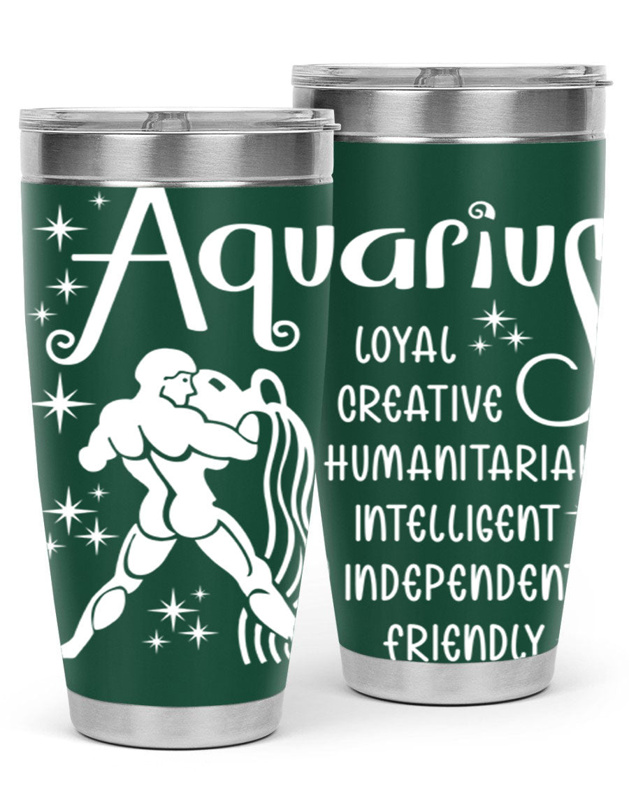 Aquarius 68# 20oz Tumbler in stainless steel with a drink-thru lid, showcasing its sleek design and double wall insulation.