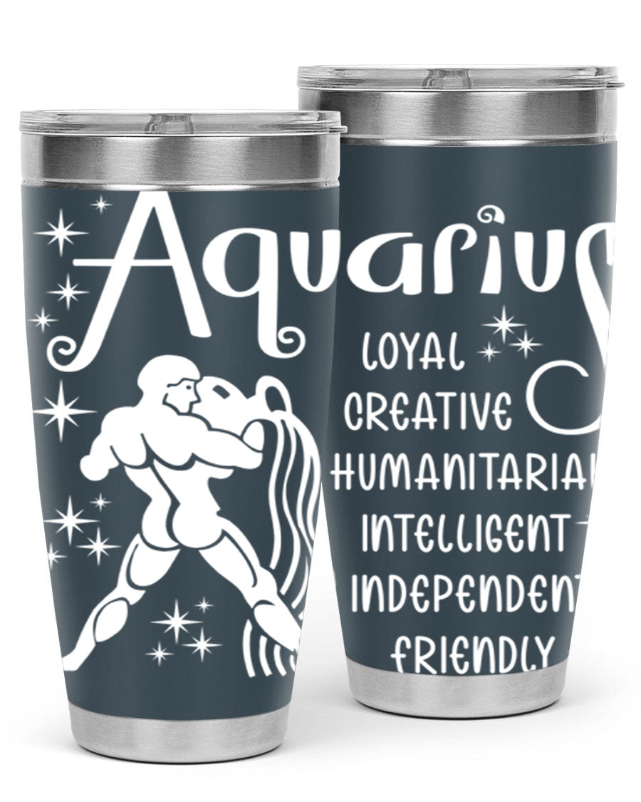 Aquarius 68# 20oz Tumbler in stainless steel with a drink-thru lid, showcasing its sleek design and double wall insulation.