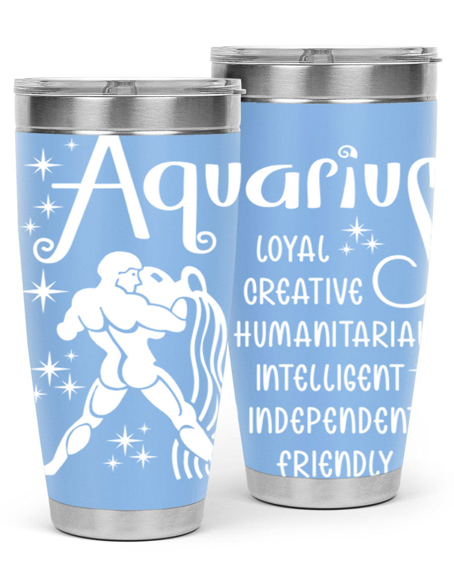 Aquarius 68# 20oz Tumbler in stainless steel with a drink-thru lid, showcasing its sleek design and double wall insulation.