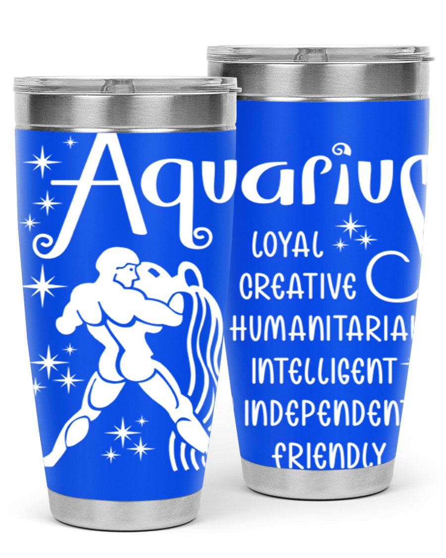 Aquarius 68# 20oz Tumbler in stainless steel with a drink-thru lid, showcasing its sleek design and double wall insulation.