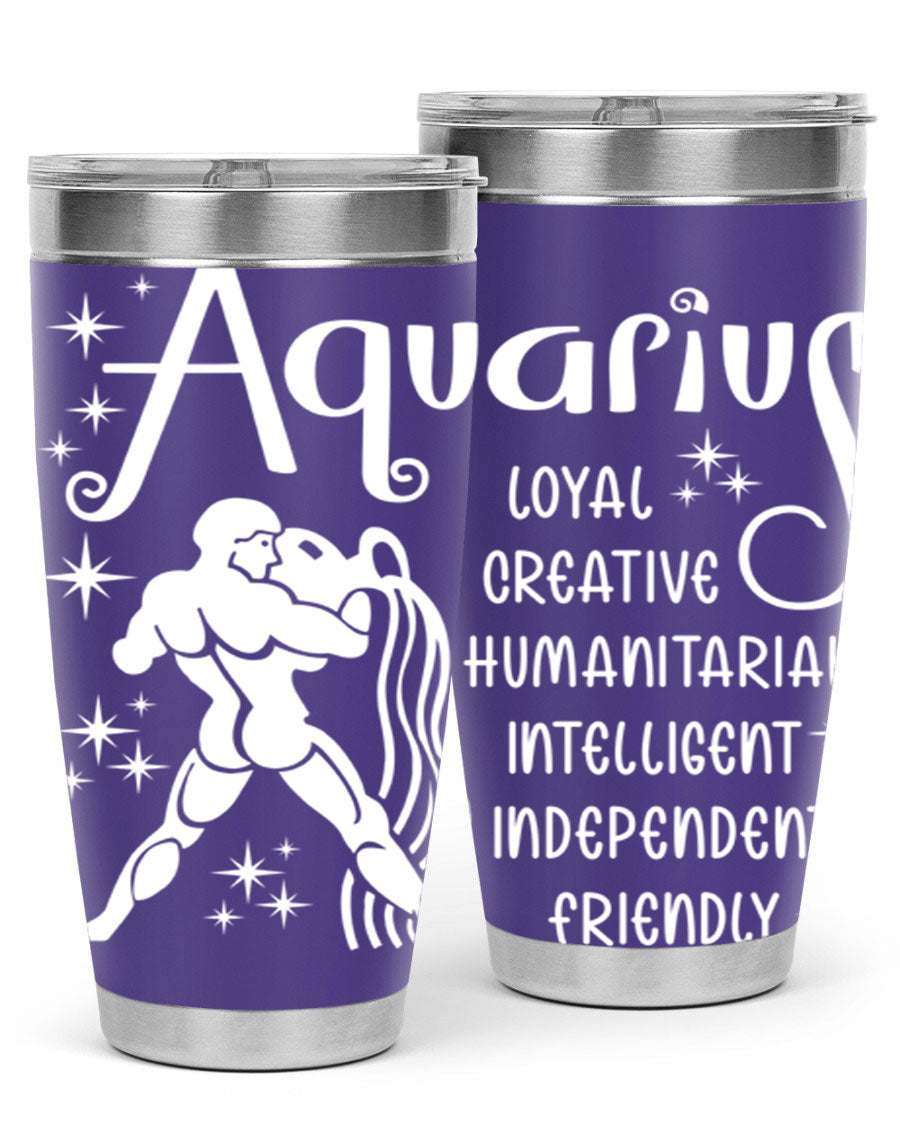 Aquarius 68# 20oz Tumbler in stainless steel with a drink-thru lid, showcasing its sleek design and double wall insulation.