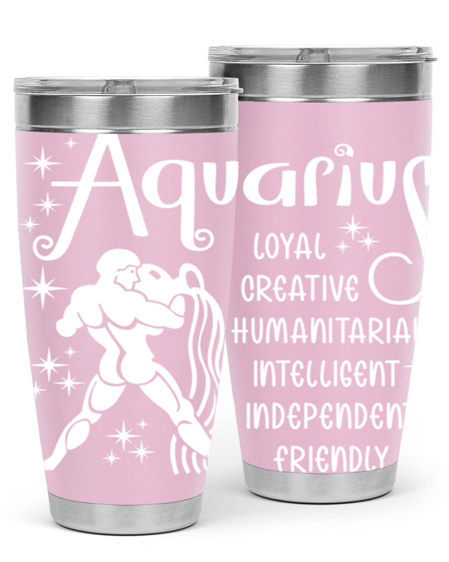 Aquarius 68# 20oz Tumbler in stainless steel with a drink-thru lid, showcasing its sleek design and double wall insulation.
