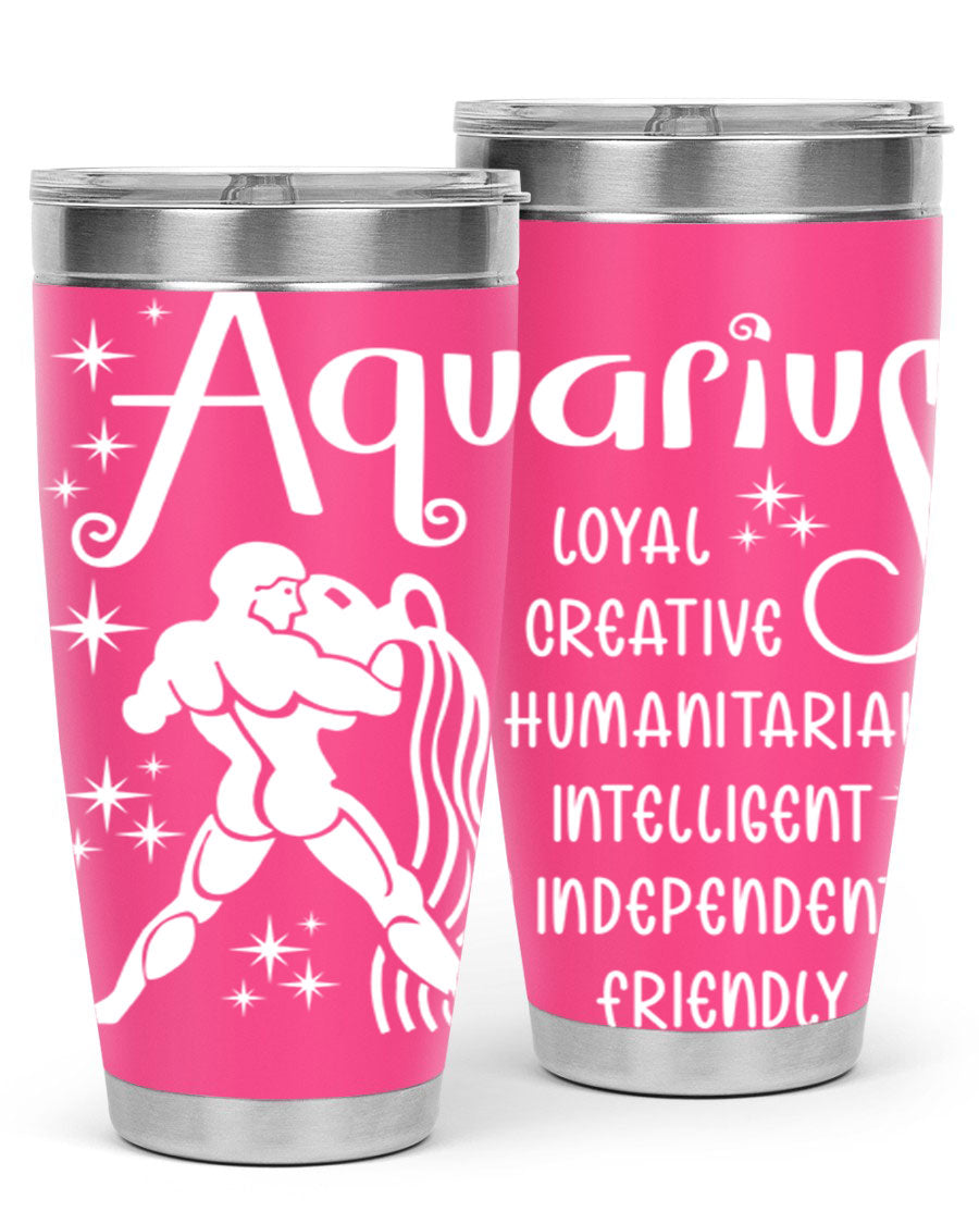 Aquarius 68# 20oz Tumbler in stainless steel with a drink-thru lid, showcasing its sleek design and double wall insulation.