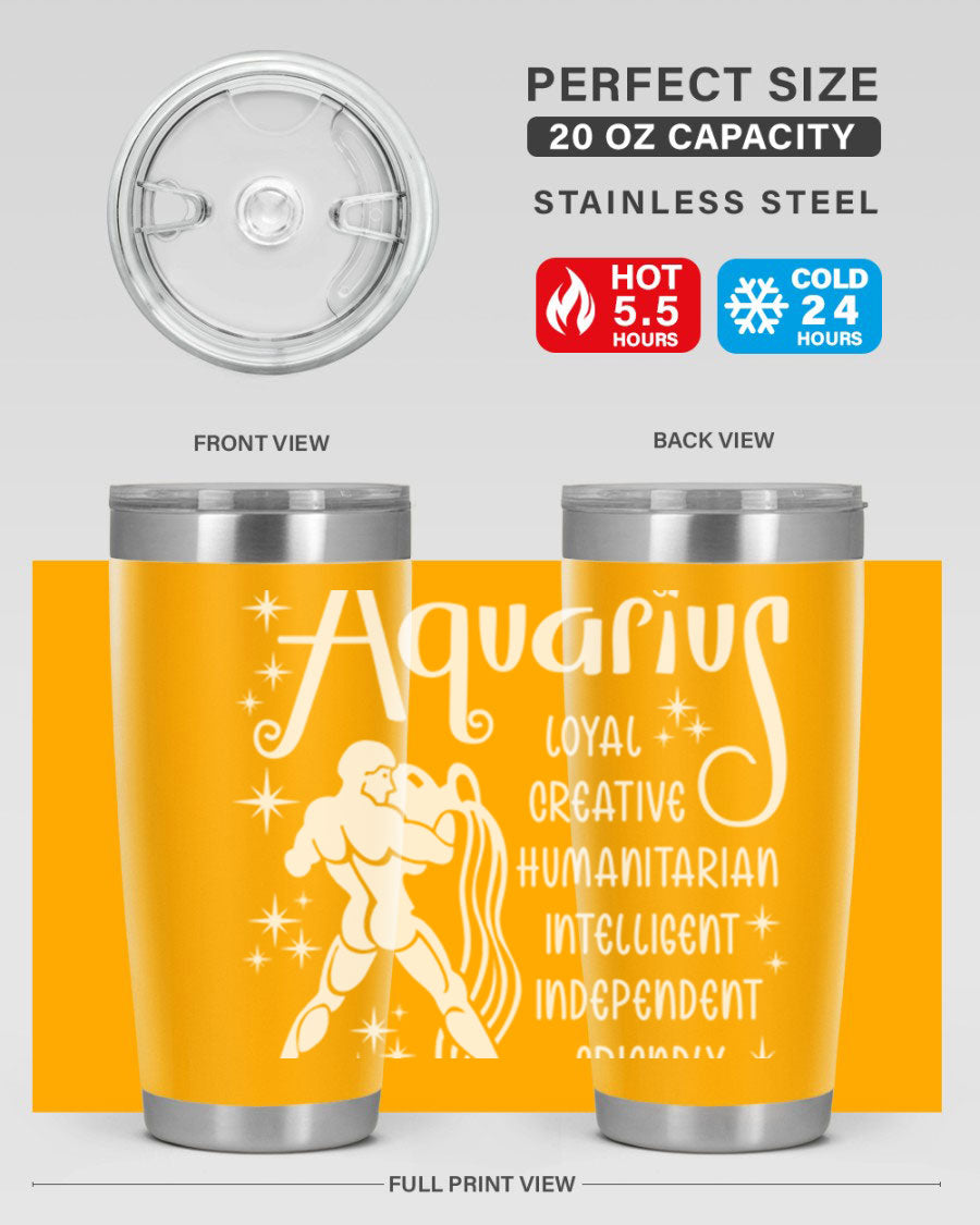 Aquarius 68# 20oz Tumbler in stainless steel with a drink-thru lid, showcasing its sleek design and double wall insulation.