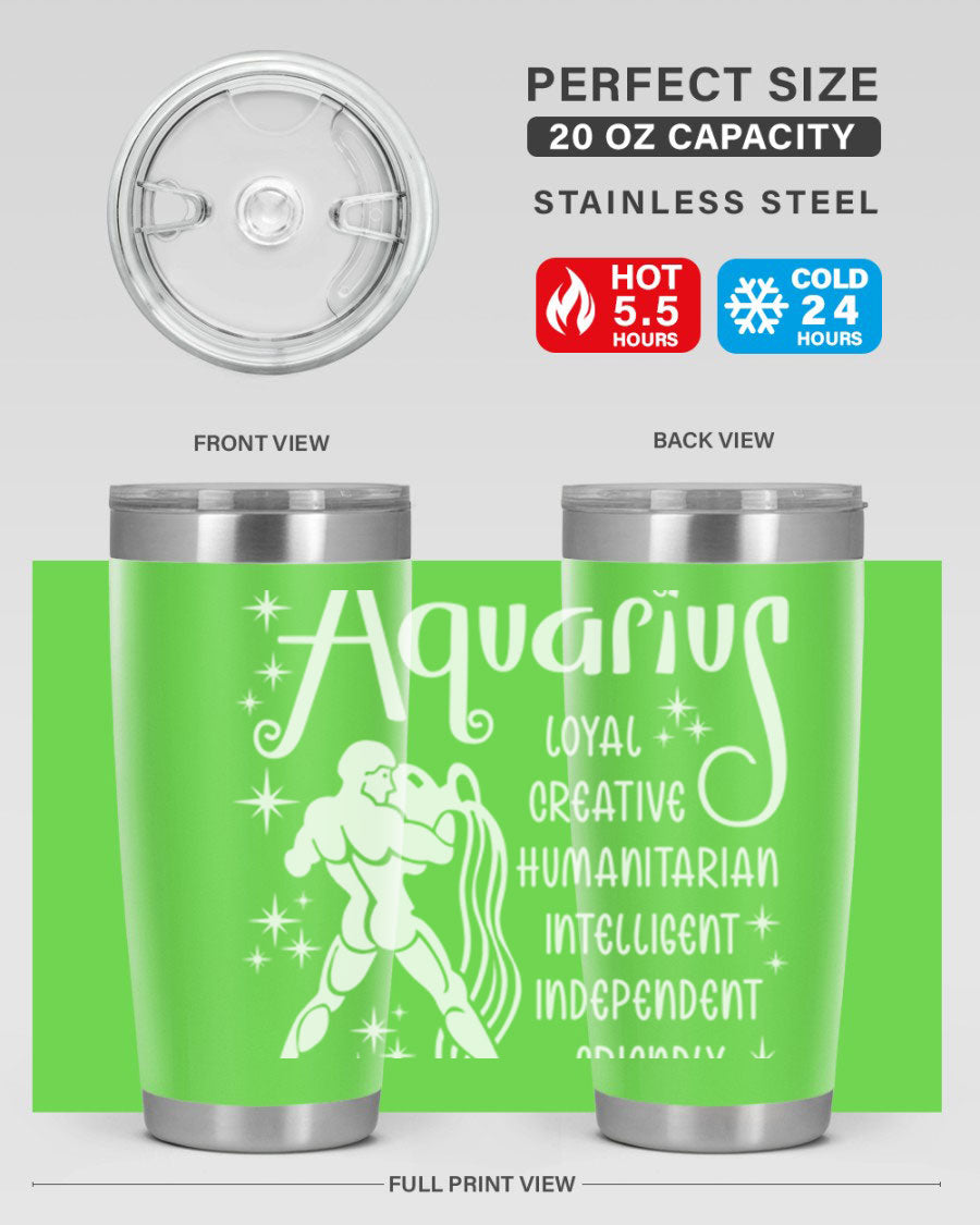 Aquarius 68# 20oz Tumbler in stainless steel with a drink-thru lid, showcasing its sleek design and double wall insulation.
