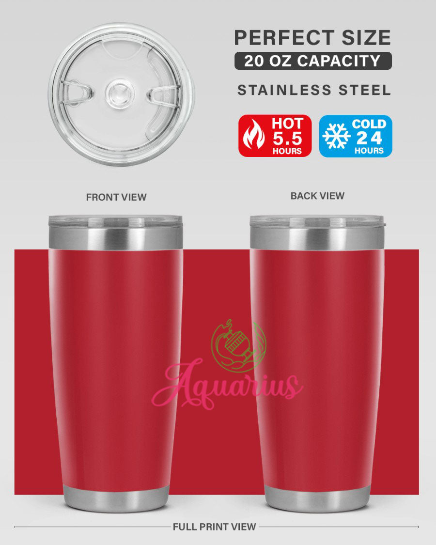 Aquarius 70# Tumbler, a stylish 20oz double wall vacuum stainless steel tumbler with a drink-thru lid, perfect for hot and cold beverages.