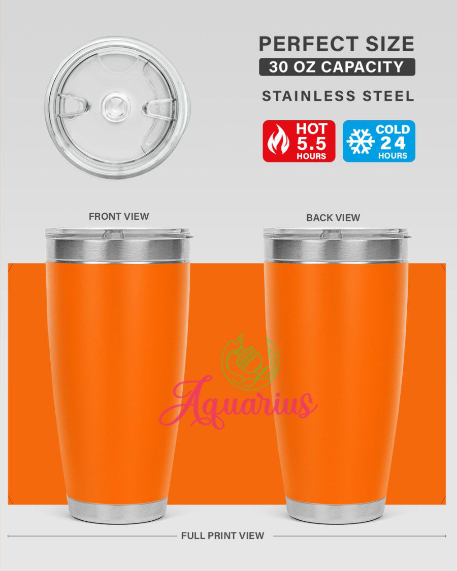 Aquarius 70# Tumbler, a stylish 20oz double wall vacuum stainless steel tumbler with a drink-thru lid, perfect for hot and cold beverages.