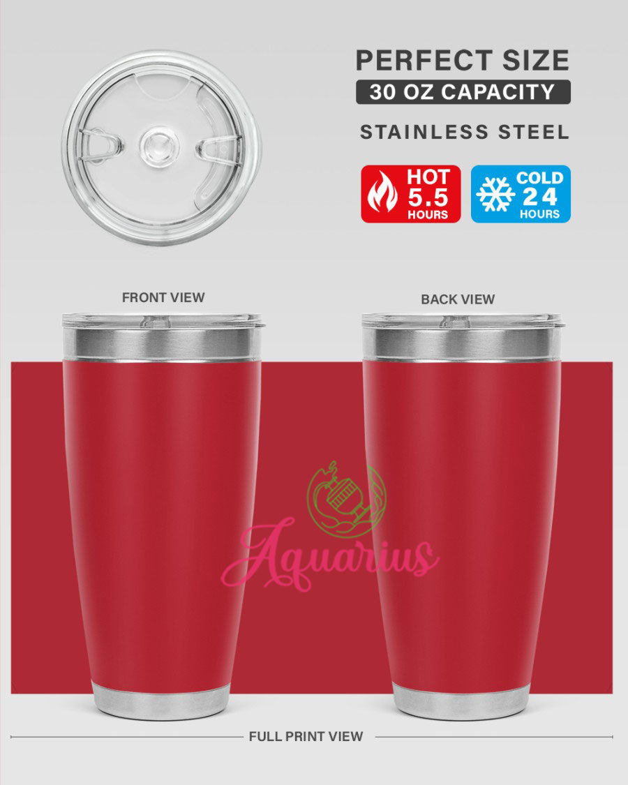 Aquarius 70# Tumbler, a stylish 20oz double wall vacuum stainless steel tumbler with a drink-thru lid, perfect for hot and cold beverages.