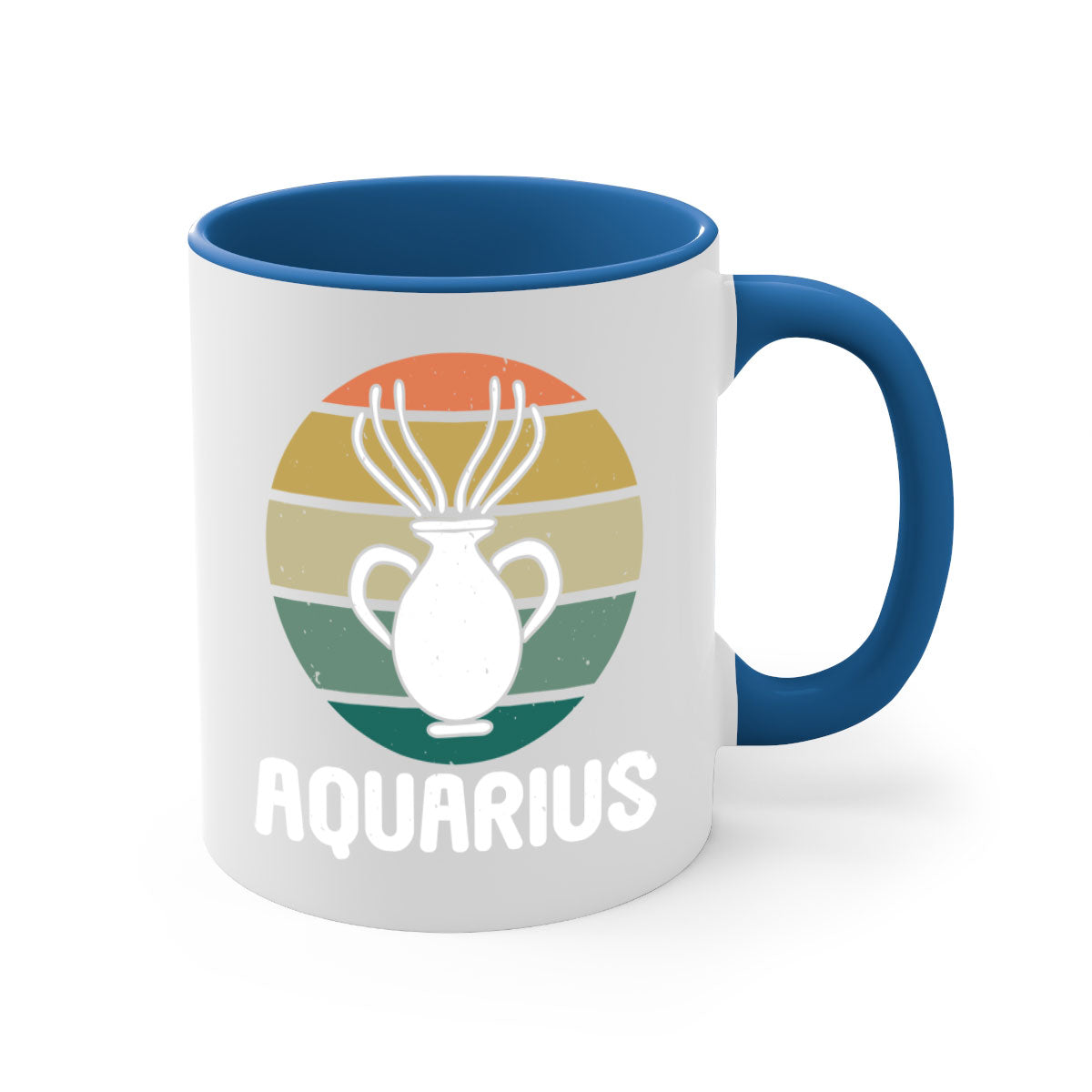 Aquarius 78# Zodiac Mug with colorful handle and glossy finish, available in multiple colors and sizes.