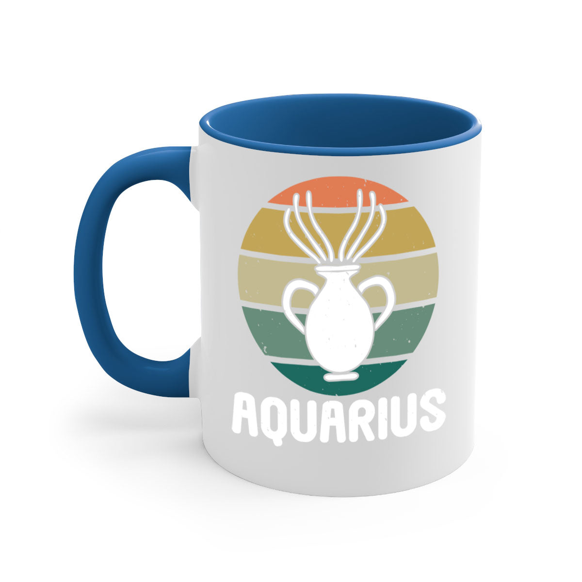 Aquarius 78# Zodiac Mug with colorful handle and glossy finish, available in multiple colors and sizes.