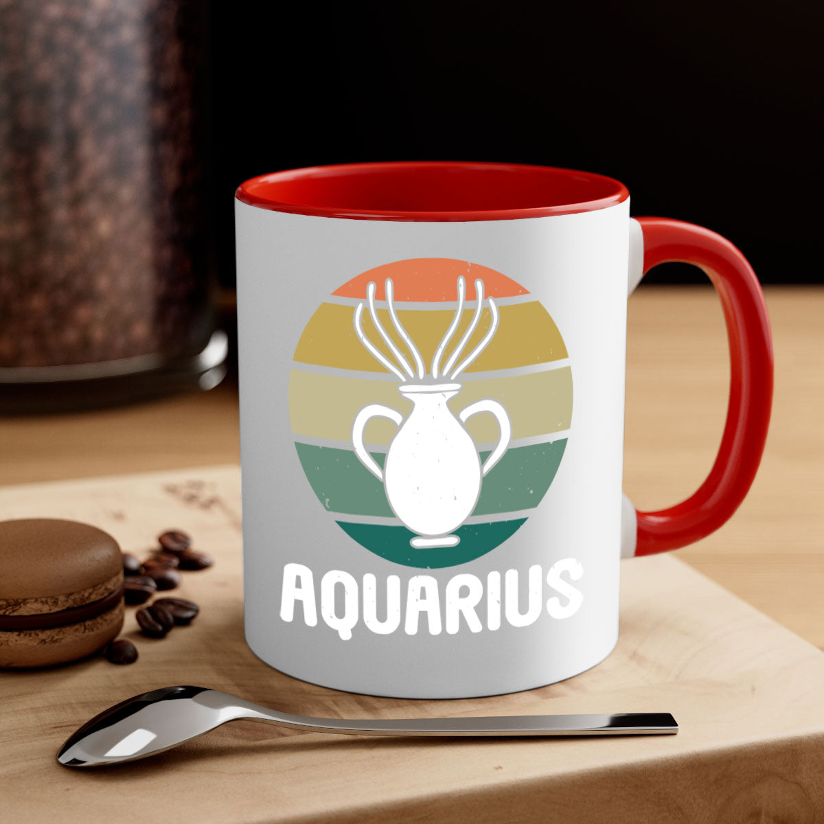 Aquarius 78# Zodiac Mug with colorful handle and glossy finish, available in multiple colors and sizes.