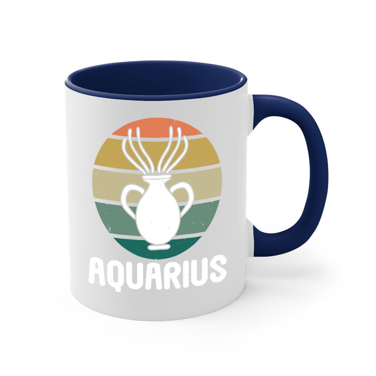 Aquarius 78# Zodiac Mug with colorful handle and glossy finish, available in multiple colors and sizes.