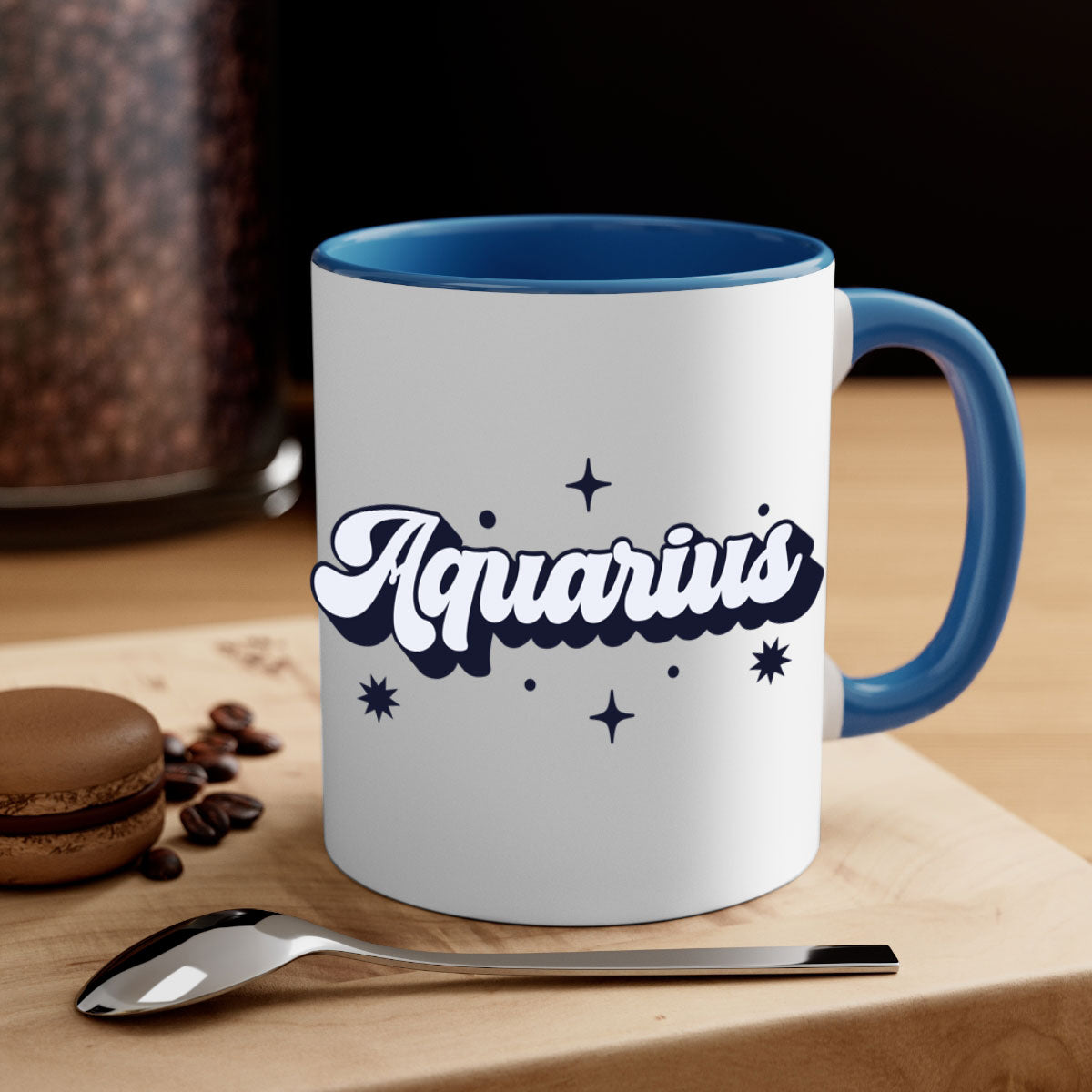 Aquarius 82# Zodiac Mug with a glossy finish, featuring a colored handle and interior, available in multiple colors.