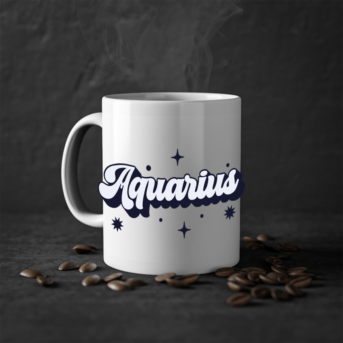 Aquarius 82# Zodiac Mug with a glossy finish, featuring a colored handle and interior, available in multiple colors.