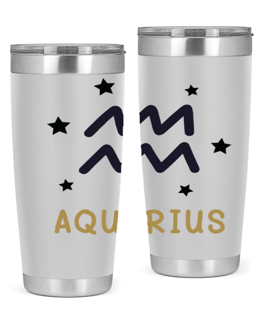 Aquarius 83# Zodiac Tumbler in stainless steel with a vibrant design, featuring a drink-thru lid and double wall insulation.
