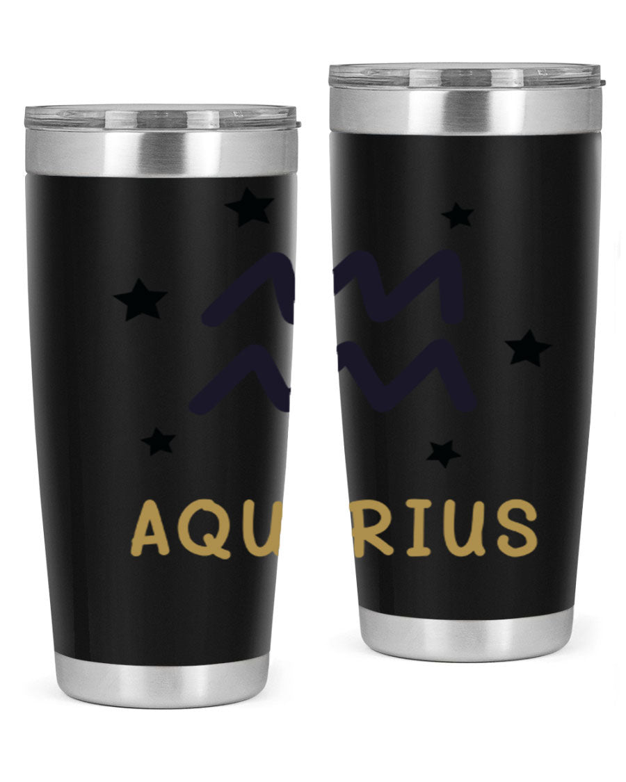Aquarius 83# Zodiac Tumbler in stainless steel with a vibrant design, featuring a drink-thru lid and double wall insulation.
