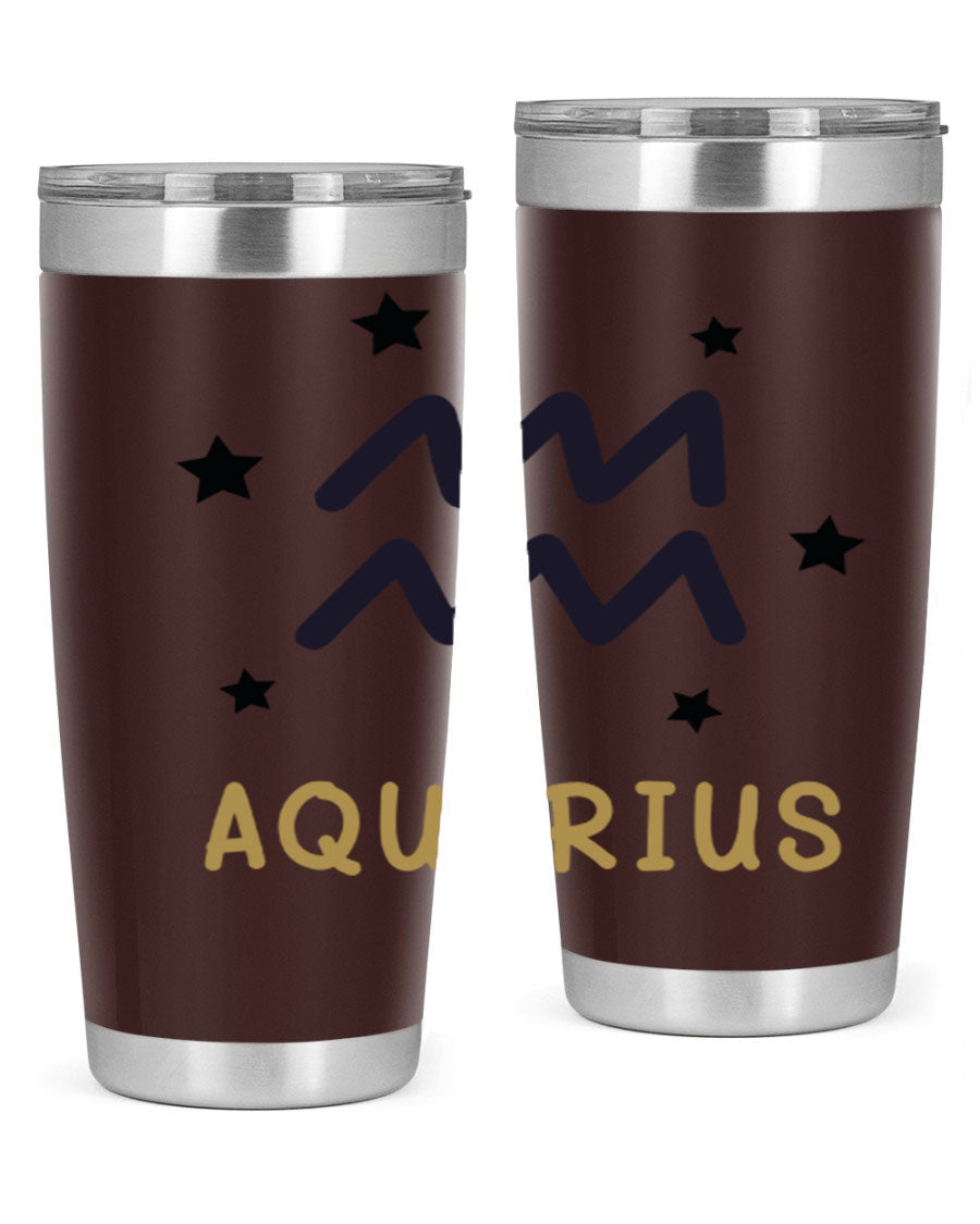 Aquarius 83# Zodiac Tumbler in stainless steel with a vibrant design, featuring a drink-thru lid and double wall insulation.