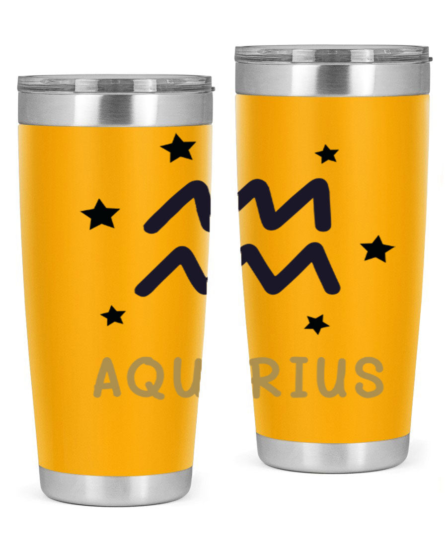 Aquarius 83# Zodiac Tumbler in stainless steel with a vibrant design, featuring a drink-thru lid and double wall insulation.