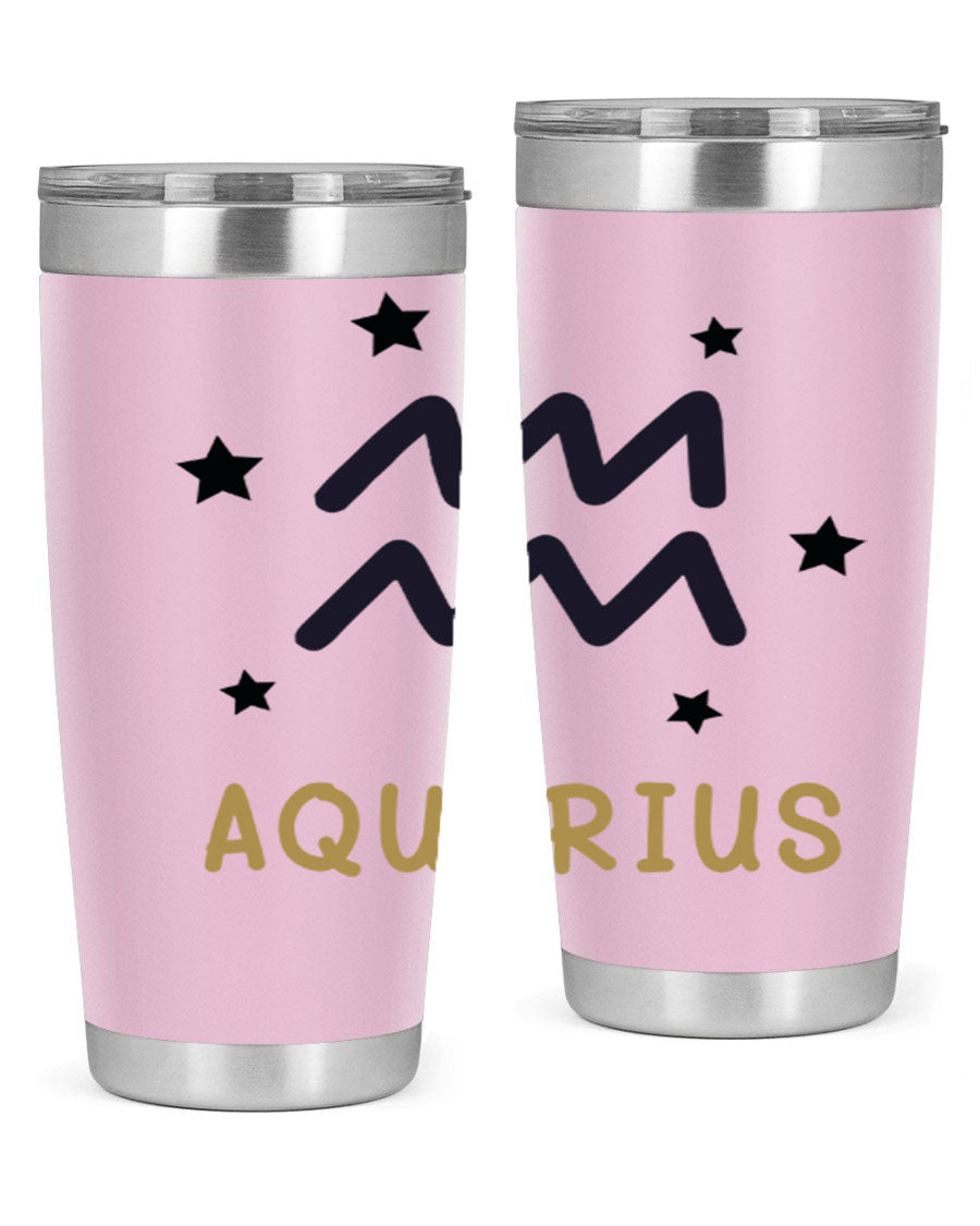 Aquarius 83# Zodiac Tumbler in stainless steel with a vibrant design, featuring a drink-thru lid and double wall insulation.