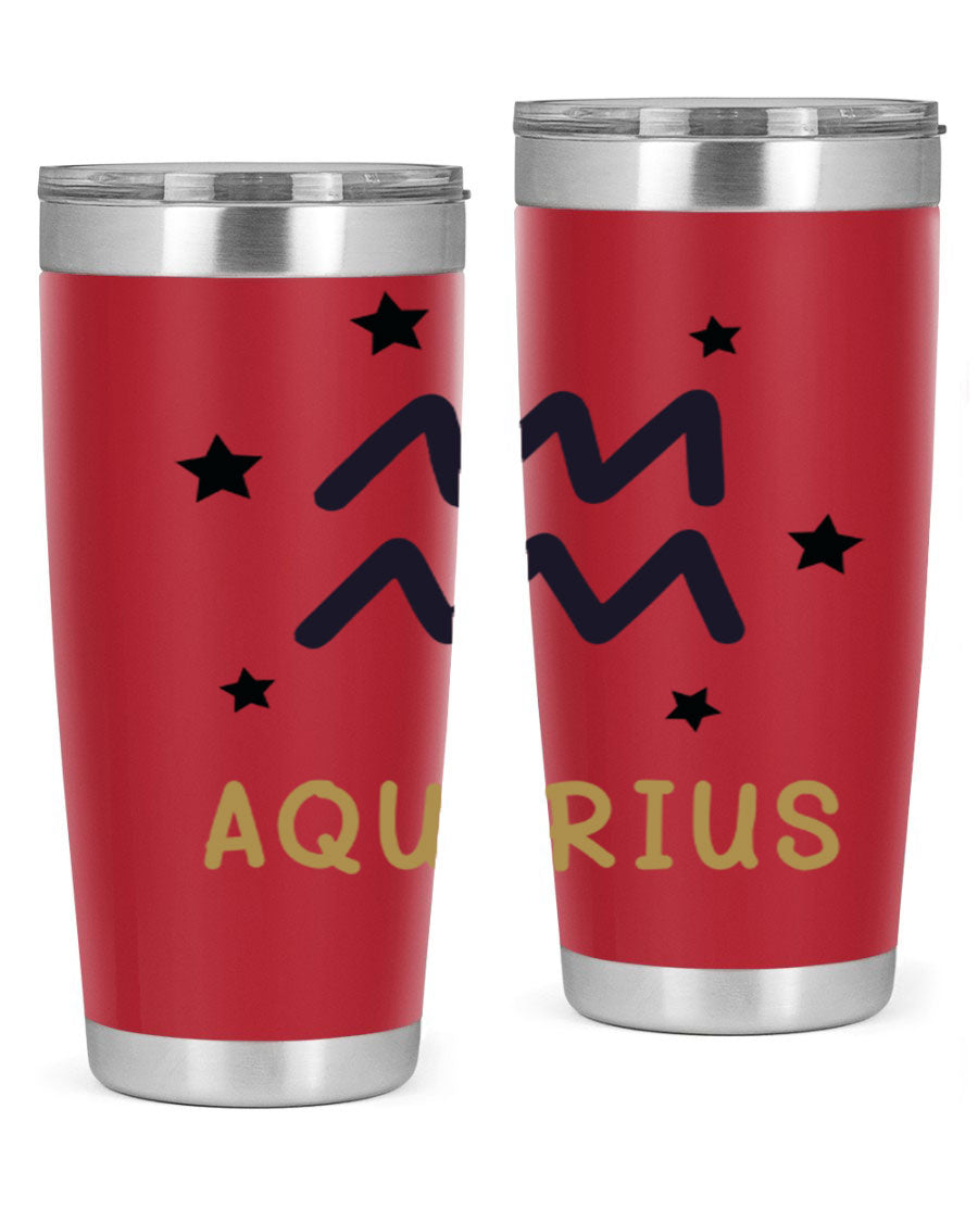 Aquarius 83# Zodiac Tumbler in stainless steel with a vibrant design, featuring a drink-thru lid and double wall insulation.