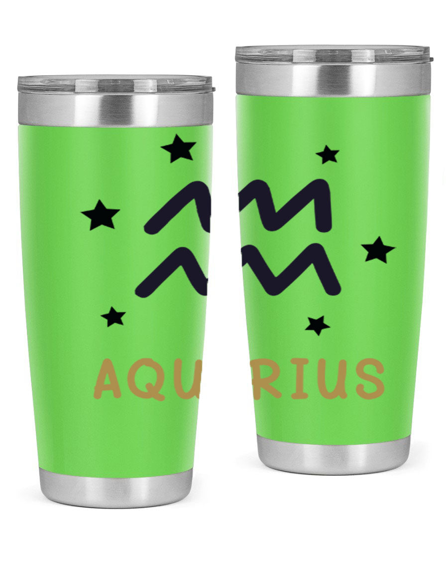 Aquarius 83# Zodiac Tumbler in stainless steel with a vibrant design, featuring a drink-thru lid and double wall insulation.