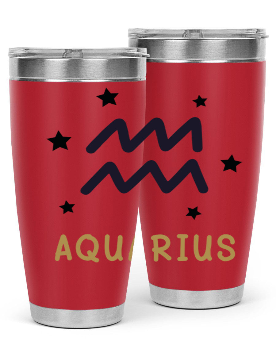Aquarius 83# Zodiac Tumbler in stainless steel with a vibrant design, featuring a drink-thru lid and double wall insulation.