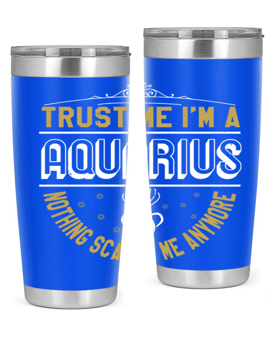 Aquarius 87# Zodiac Tumbler in stainless steel with a sleek design, perfect for hot and cold beverages.
