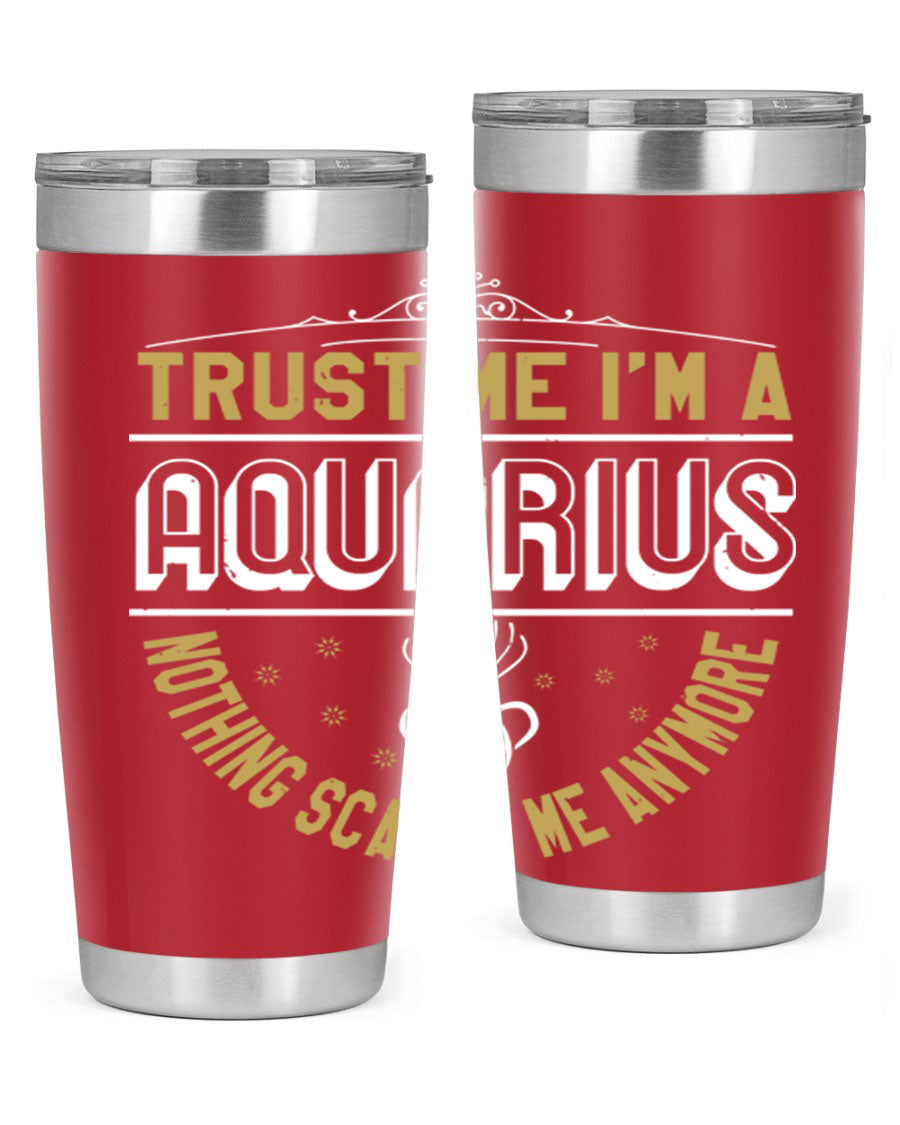 Aquarius 87# Zodiac Tumbler in stainless steel with a sleek design, perfect for hot and cold beverages.