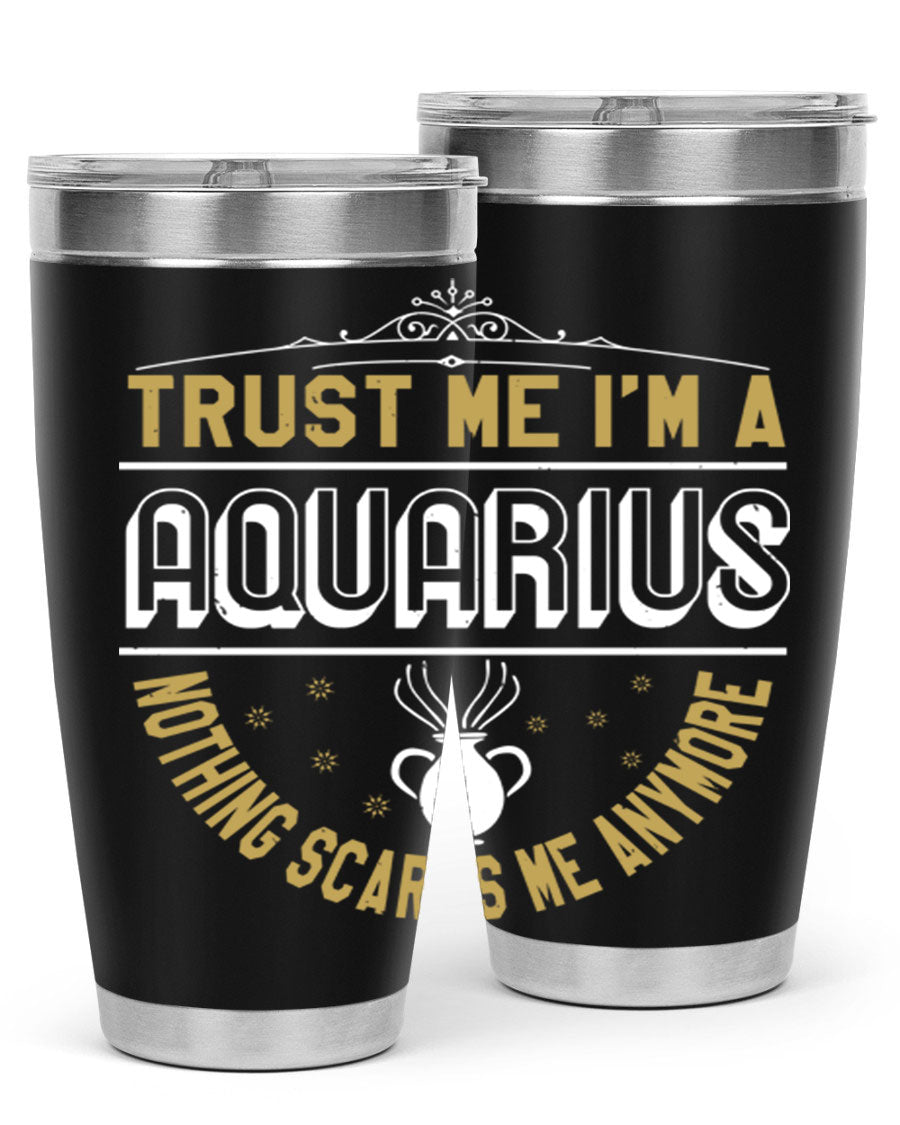 Aquarius 87# Zodiac Tumbler in stainless steel with a sleek design, perfect for hot and cold beverages.